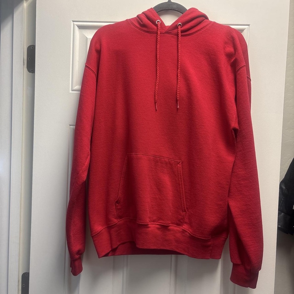 Hanes Men's Bright Red Pullover Hoodie with Kangaroo Pocket